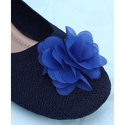 Pine Kids Slip On Ballerina With Floral Applique - Navy Blue