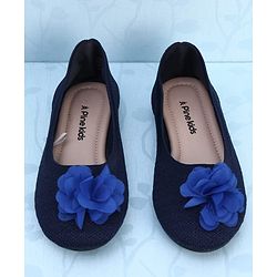 Pine Kids Slip On Ballerina With Floral Applique - Navy Blue