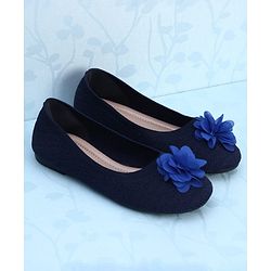 Pine Kids Slip On Ballerina With Floral Applique - Navy Blue
