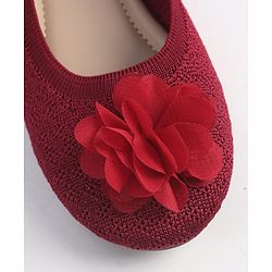 Pine Kids Slip On Ballerina With Floral Applique - Maroon