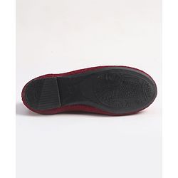 Pine Kids Slip On Ballerina With Floral Applique - Maroon