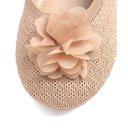 Pine Kids Slip On Ballerina with Floral Applique - Brown