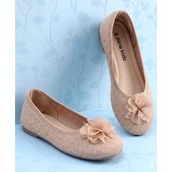 Pine Kids Slip On Ballerina with Floral Applique - Brown