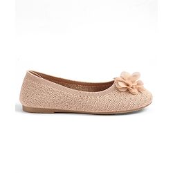 Pine Kids Slip On Ballerina with Floral Applique - Brown