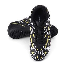 Pine Active Lace Closure Geometric Printed Football Shoes - Black