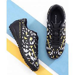 Pine Active Lace Closure Geometric Printed Football Shoes - Black