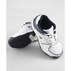 Pine Active Lace Up Solid Badminton Sports Shoes - White & Blue