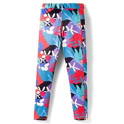 Pine Active Knit Full Length Leggings with Leaf Print - Multicolor