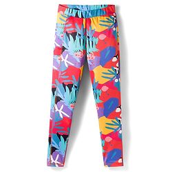 Pine Active Knit Full Length Leggings with Leaf Print - Multicolor