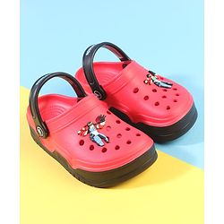 Pine Kids Back Strap Closure Clogs with Boy Applique - Red