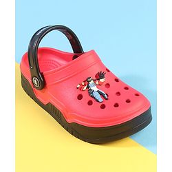 Pine Kids Back Strap Closure Clogs with Boy Applique - Red