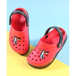 Pine Kids Back Strap Closure Clogs with Boy Applique - Red