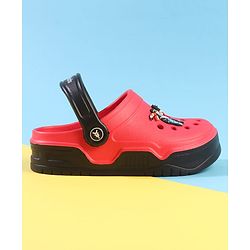 Pine Kids Back Strap Closure Clogs with Boy Applique - Red