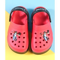 Pine Kids Back Strap Closure Clogs with Boy Applique - Red