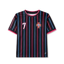 Pine Active Knit Half Sleeves Striped T-Shirt & Shorts Set - Black