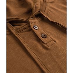 Pine Kids Cotton Knit Hooded T-Shirt with Henley Neck Brown 5-6 Years