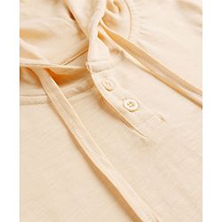 Pine Kids Cotton Knit Hooded T-Shirt with Henley Neck Offwhite 4-5 Years