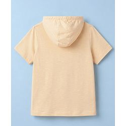 Pine Kids Cotton Knit Hooded T-Shirt with Henley Neck Offwhite 4-5 Years