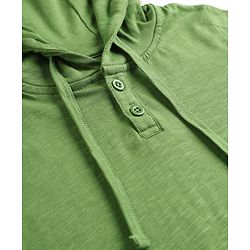 Pine Kids Cotton Knit T-Shirt Hooded Half Sleeves Olive Green 4-5 Years