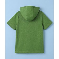 Pine Kids Cotton Knit T-Shirt Hooded Half Sleeves Olive Green 4-5 Years