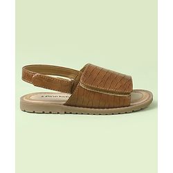 Pine Kids Velcro Closure Textured Mojaris - Brown