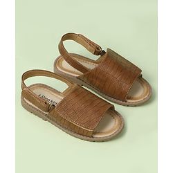 Pine Kids Velcro Closure Textured Mojaris - Brown
