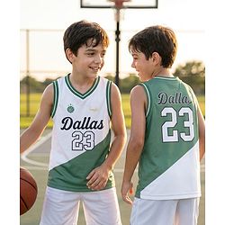 Pine Active Sleeveless Knit Sports T-Shirt with Front & Back Print -  White & Green