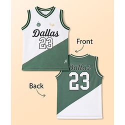 Pine Active Sleeveless Knit Sports T-Shirt with Front & Back Print -  White & Green