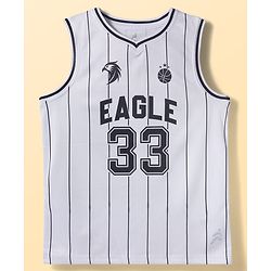 Pine Active Knit Sleeveless Stripes & Text Printed Tank T-Shirt & Shorts Set - White