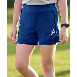 Pine Active Knit High Stretch Knee Length Solid Shorts With Tights - Blue