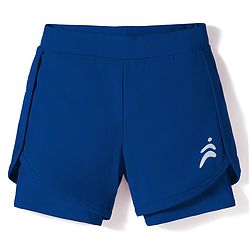 Pine Active Knit High Stretch Knee Length Solid Shorts With Tights - Blue