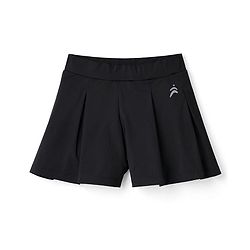 Pine Active Knit Sleeveless Solid Tank top and Flared Skirt Tennis Set - Black