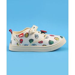 Pine Kids Marvel Velcro Closure Casual Shoes with Avengers Print - Beige