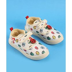 Pine Kids Marvel Velcro Closure Casual Shoes with Avengers Print - Beige
