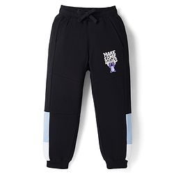 Pine Kids Disney 100% Cotton Knit Full Length Cut N Sew Track Pant Stitch Graphic- Black