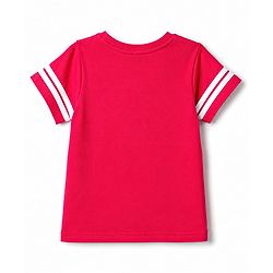 Pine Kids 100% Cotton Knit Half Sleeves Text Printed T-Shirt - Red