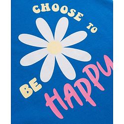 Pine Kids Cotton Knit T-Shirts Half Sleeves Round Neck Floral Graphic Blue 4-5 Years