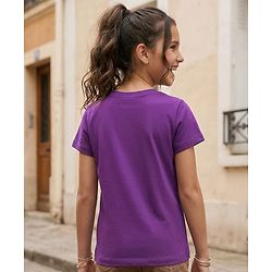Pine Kids Cotton Knit Half Sleeves Star Printed T-Shirt - Purple