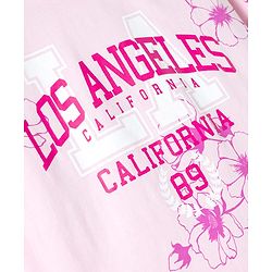 Pine Kids Cotton Knit T-Shirts with Floral Print Half Sleeves Round Neck Pink 4-5 Years
