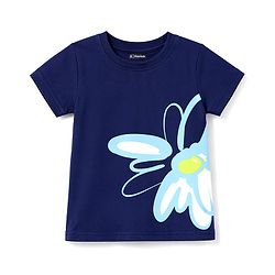 Pine Kids Cotton Knit T-Shirt Round Neck Half Sleeves Butterfly Print Blue 4-5 Years
