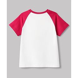 Pine Kids Cotton Knit Raglan Sleeves Oversized T-Shirt With Text & Floral Print - Multicolor