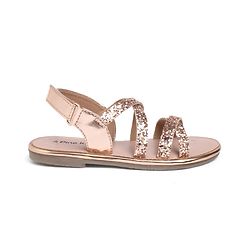 Pine Kids Shimmered Party Wear Sandals with Velcro Closure - Rose Gold