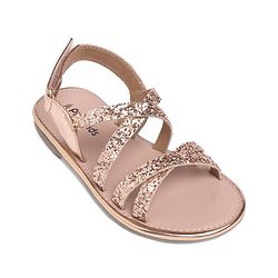 Pine Kids Shimmered Party wear Sandals with Velcro Closure- Black
