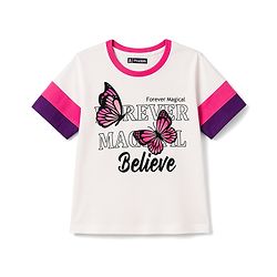 Pine Kids Cotton Knit T-Shirts with Butterfly Graphic Print Multi Color 4-5 Years