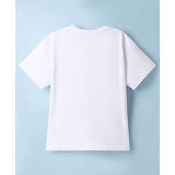 Pine Kids Disney Single Jersey Knit Drop Shoulder Sleeves T-Shirt With Mickey Mouse Graphics - White