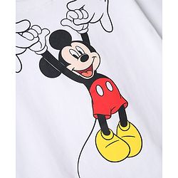Pine Kids Disney Single Jersey Knit Drop Shoulder Sleeves T-Shirt With Mickey Mouse Graphics - White