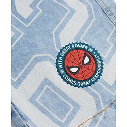 Pine Kids Marvel Above Knee Length Denim Shorts with Spider-Man Graphics - Blue