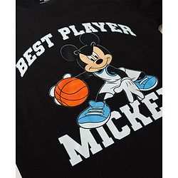 Pine Kids Disney 100% Cotton Knit Half Sleeves T-Shirt & Shorts Set With Mickey Mouse Graphic - Black