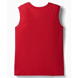 Pine Kids Disney Single Jersey Knit Sleeveless T-Shirt & Shorts Set with Mickey Mouse Graphics - Red
