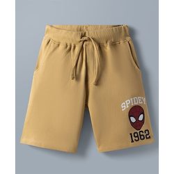 Pine Kids Marvel 100% Cotton Knit Sleeveless Tank T-Shirt & Shorts Set With Spider Man Graphic - Khaki